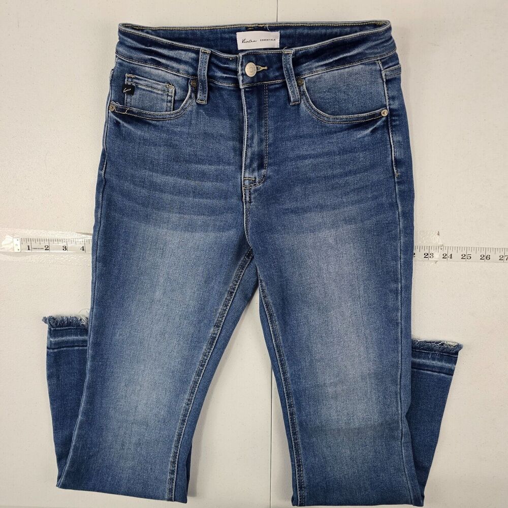 Kancan Volumina High Rise Crop Bootcut 5/26 blue denim womens 4809